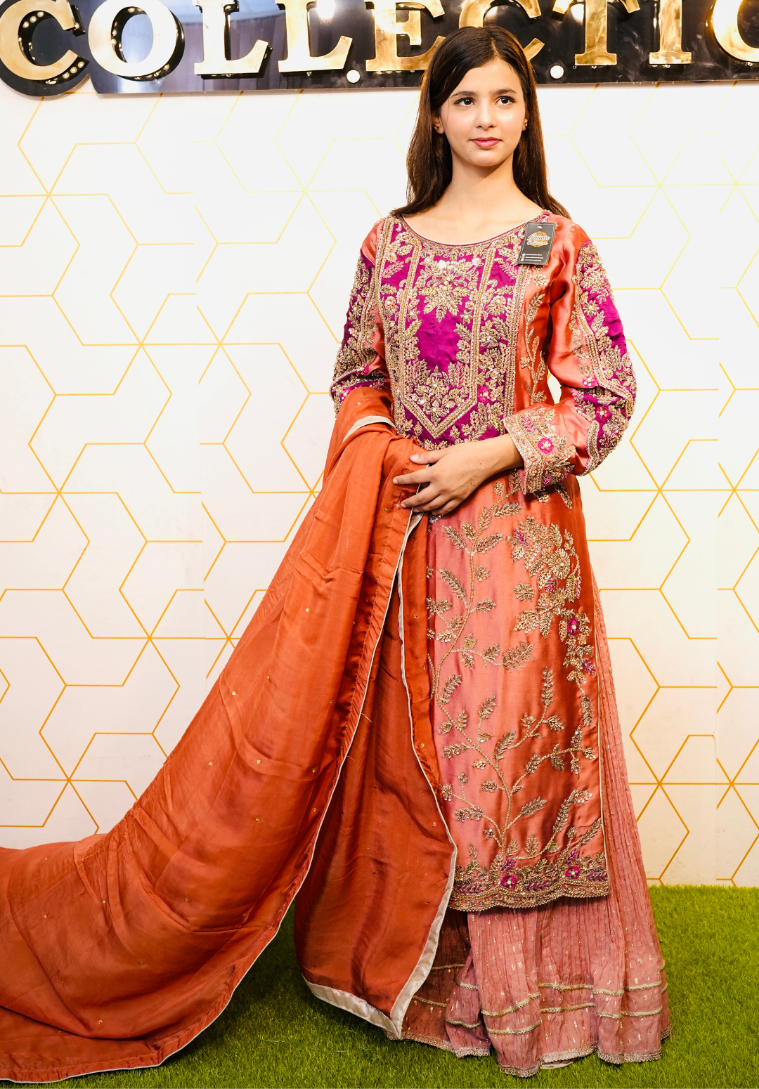 Amna Collection DA007 – Embroidered Bridal Formal with Crystal & Kora Dab Work
