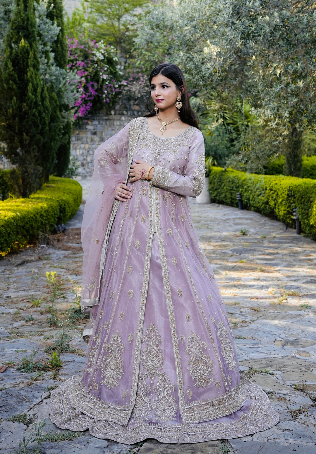 Amna Collection VEO54 – Net Bridal Walima with Crystal & Raisham Work
