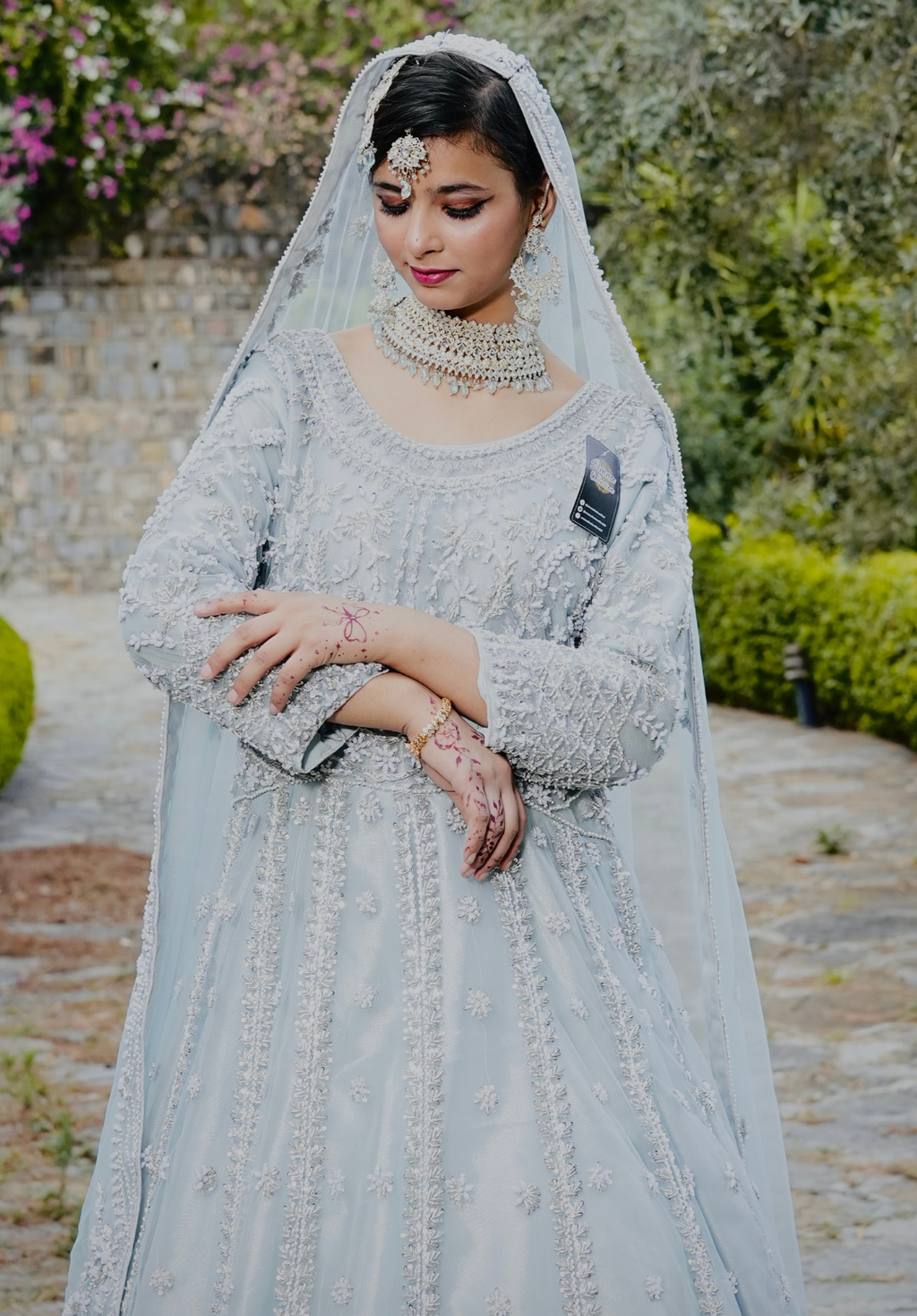 Amna Collection BN060 – Silk Bridal Walima with Crystal & Raisham Work