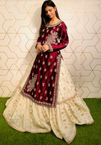 Amna Collection HS016 – Organza Party Wear Formal with Crystal & Raisham Work