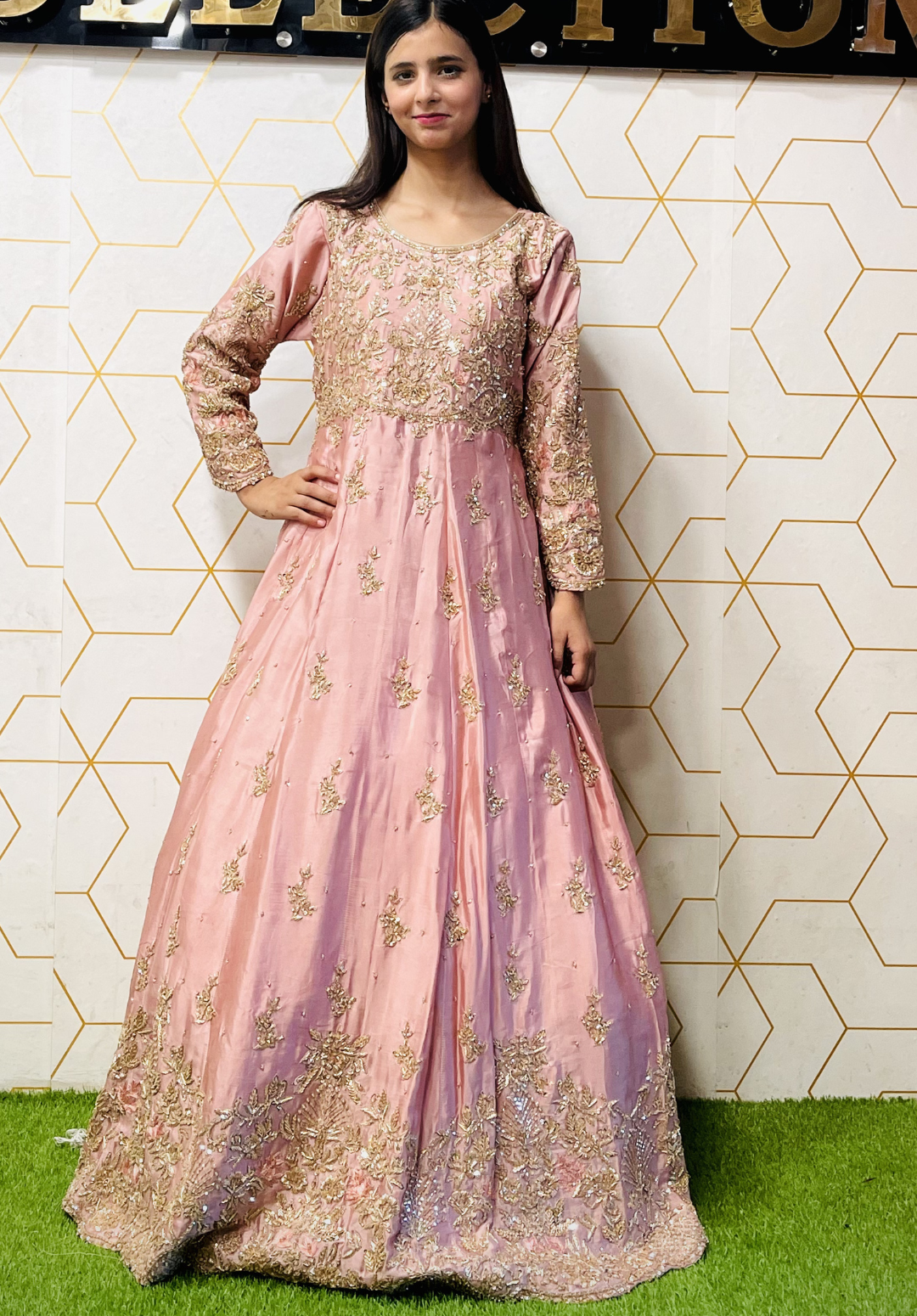 Amna Collection KK068 – Silk Bridal Walima with Crystal & Raisham Work