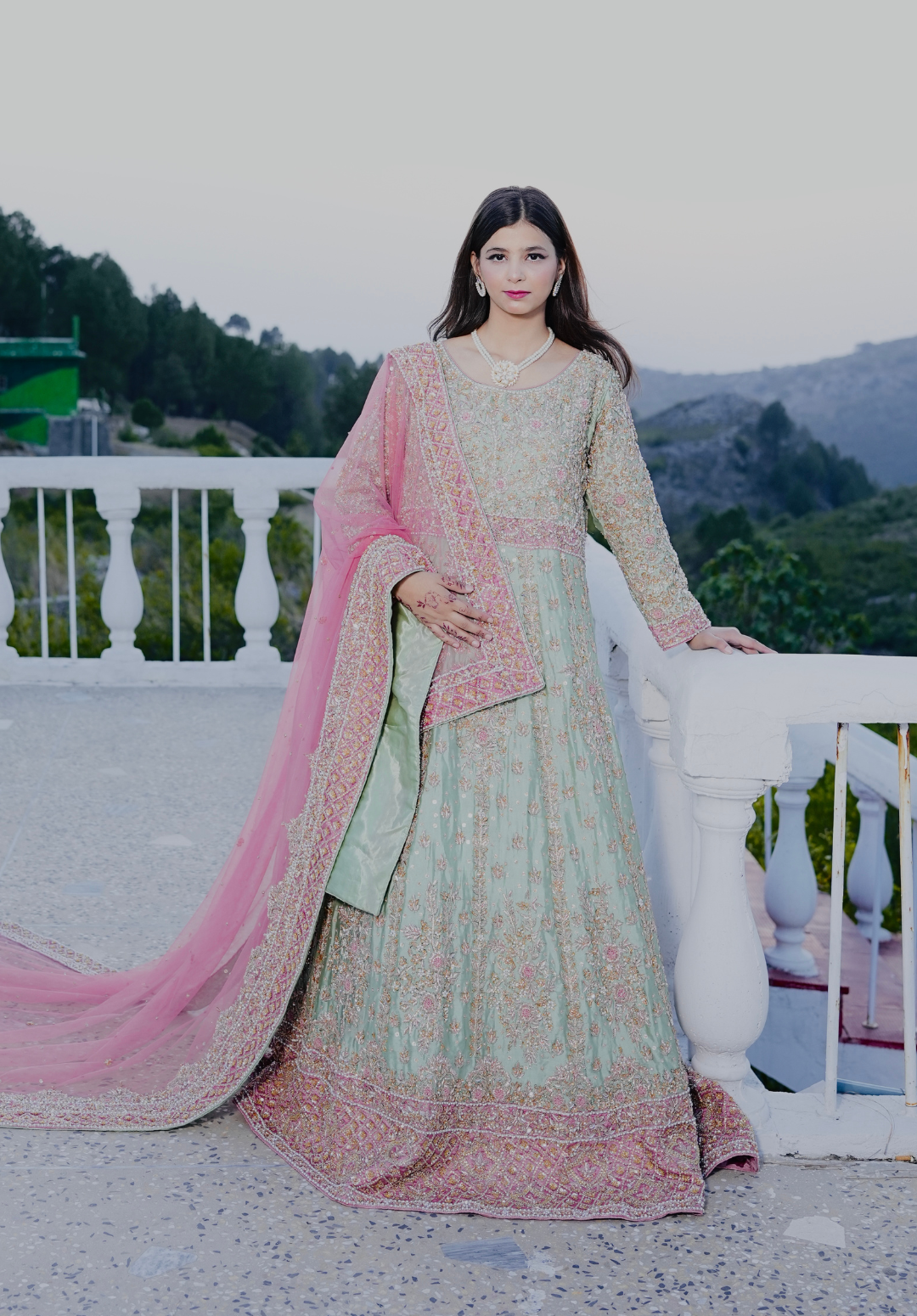 Amna Collection BB059 – Silk Bridal Walima with Crystal & Raisham Work