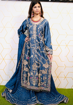 Amna Collection Ma004 – Silk & Organza Bridal Formal with Shararah & Crystal Work