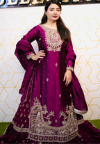 Amna Collection BE009 – Embroidered Bridal Formal with Crystal & Kora Dab Work
