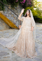 Amna Collection PQ050 – Heavy Walima Tail Maxi with Crystal, Kora Dab & Veil Dupatta