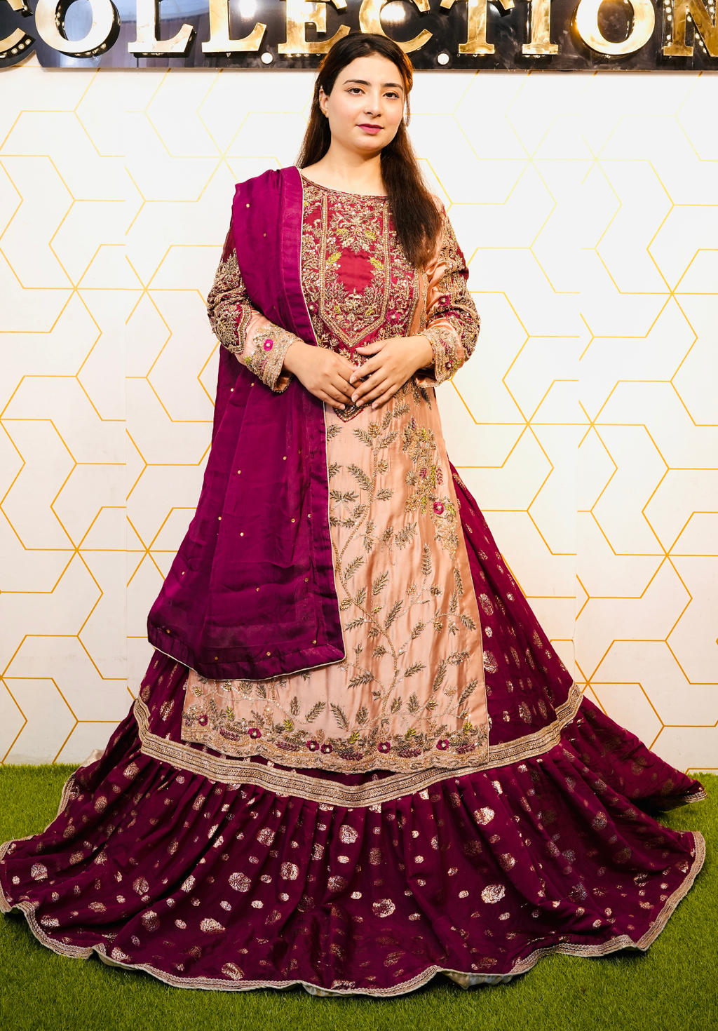 Amna Collection DA007 – Embroidered Bridal Formal with Crystal & Kora Dab Work