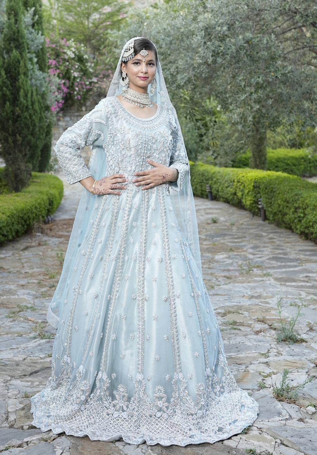 Amna Collection BN060 – Silk Bridal Walima with Crystal & Raisham Work