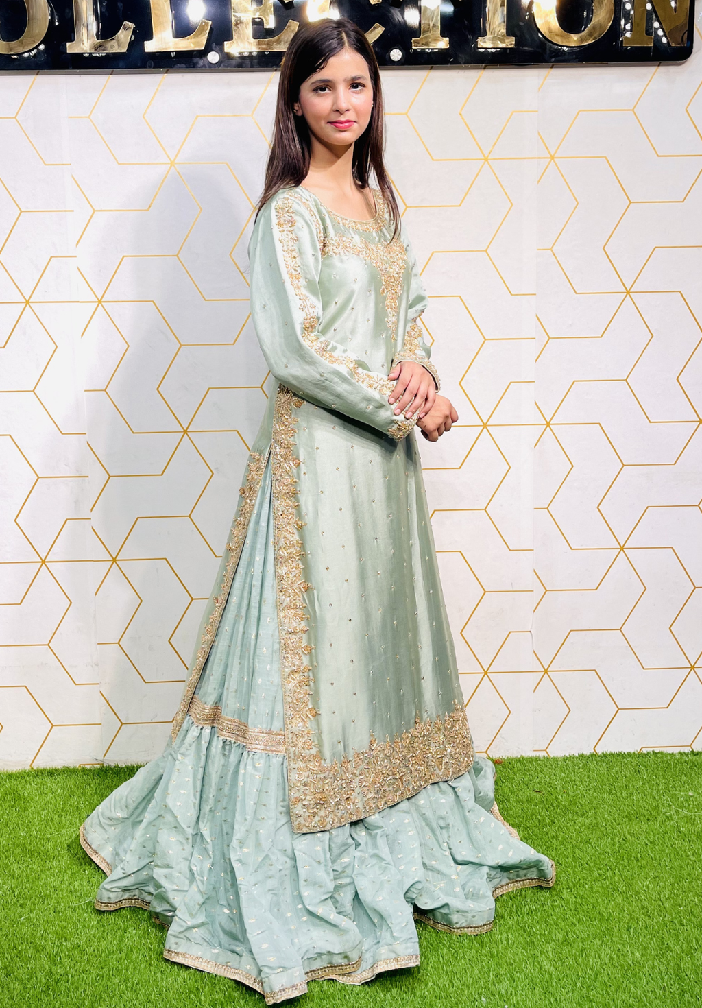 Amna Collection Mn002 – Sheesha Silk Bridal Formal with Crystal & Raisham Work