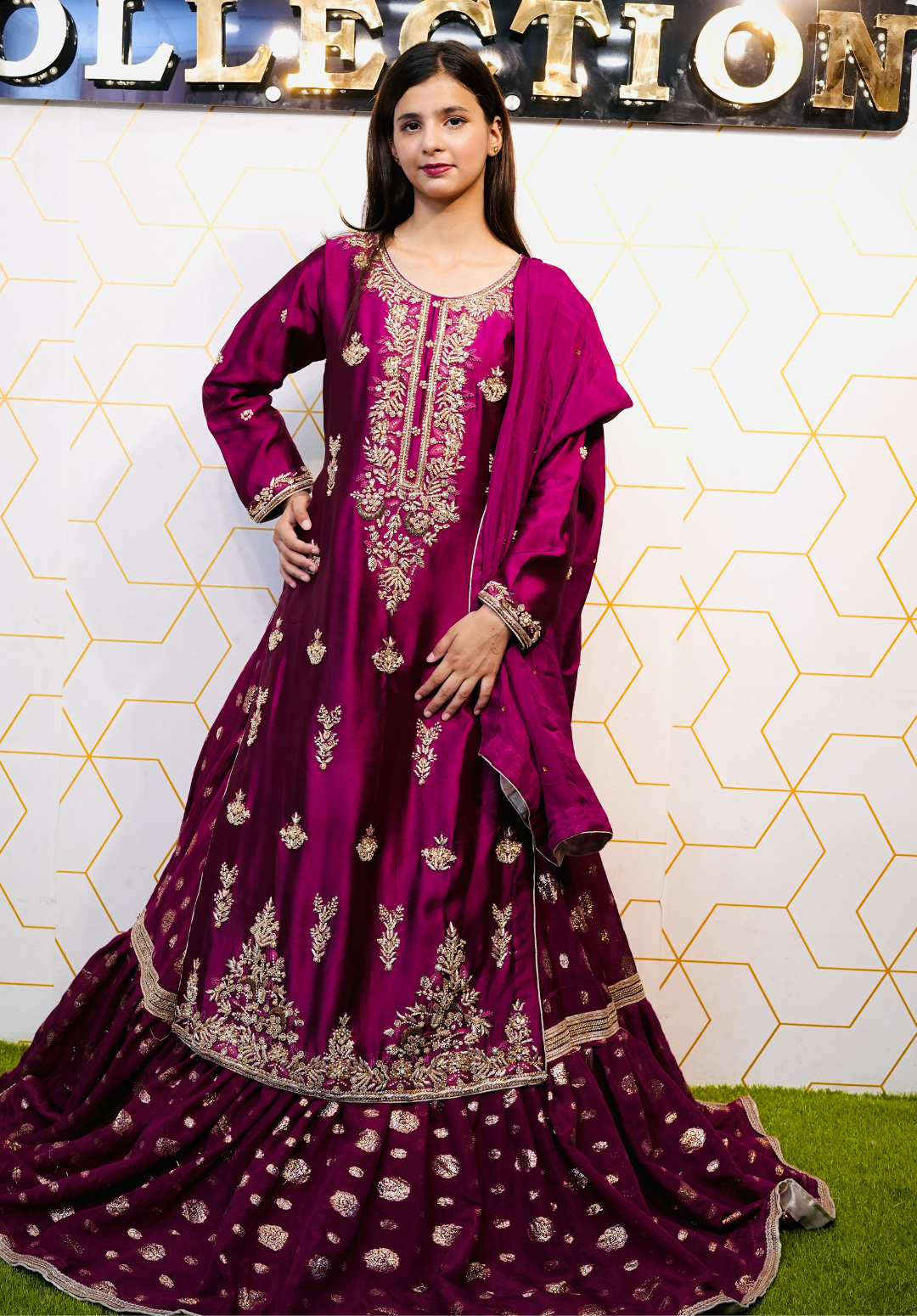 Amna Collection DR010 – Silk Bridal Formal with Pure Silk Dupatta & Crystal Work