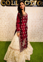 Amna Collection HS016 – Organza Party Wear Formal with Crystal & Raisham Work