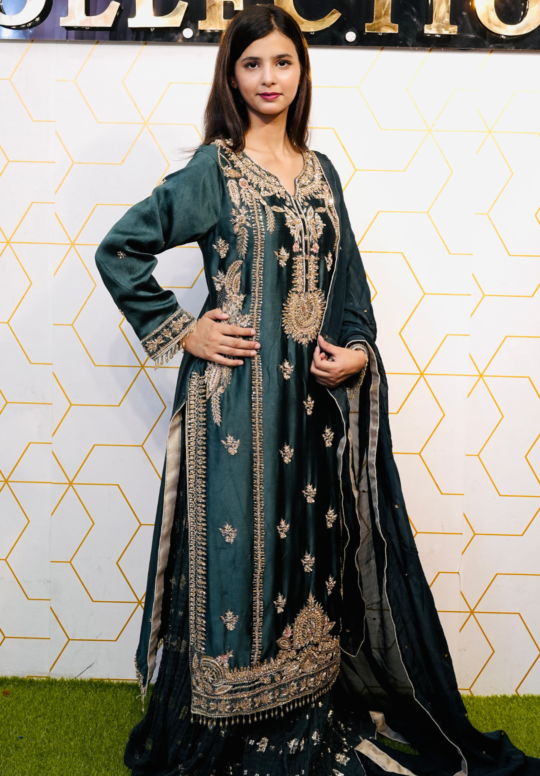 Amna Collection AF008 – Embroidered Bridal Formal with Crystal & Kora Dab Work