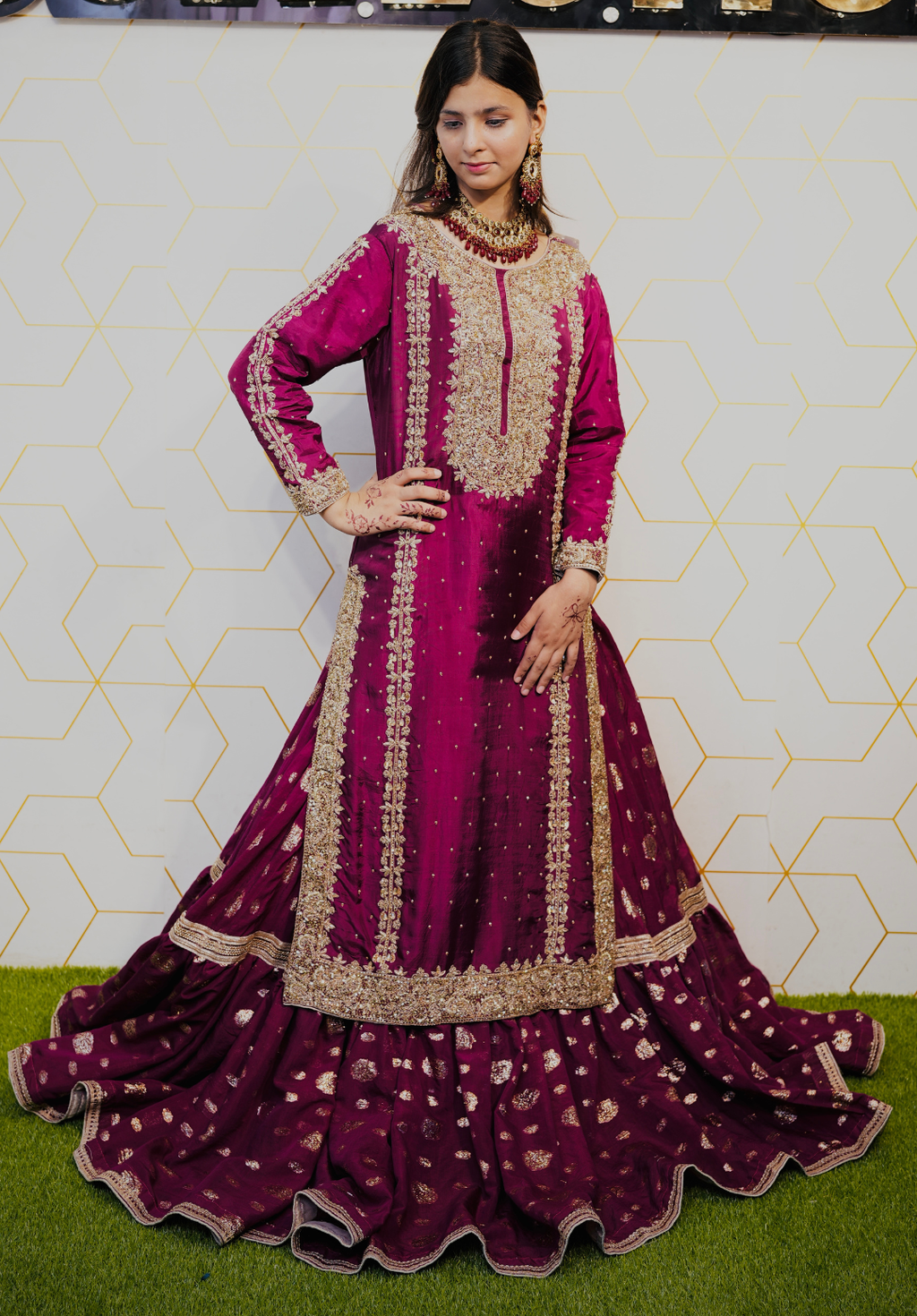 Amna Collection Ab001 – Embroidered Party Wear Formal with Crystal & Raisham Work