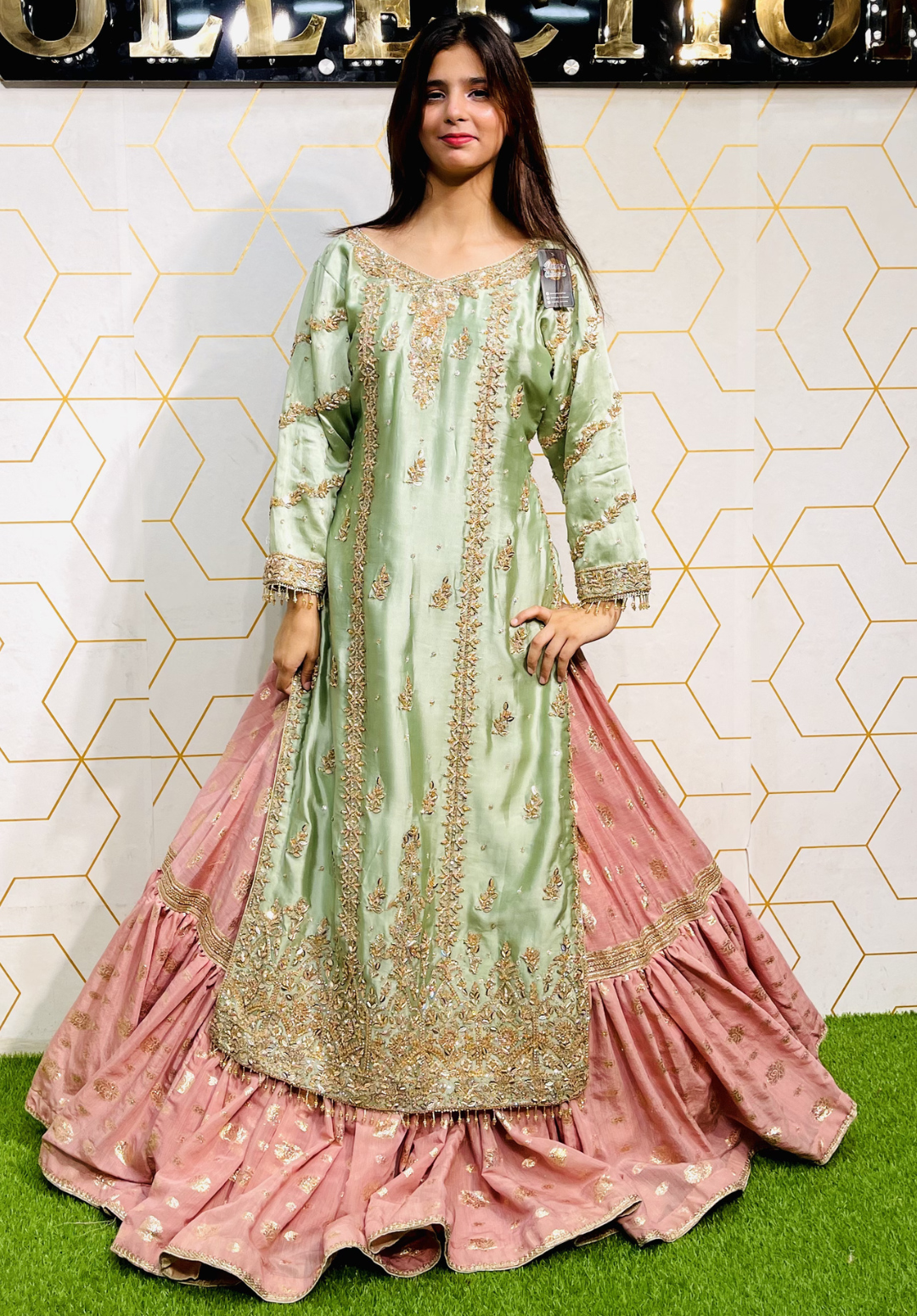 Amna Collection We021 – Sheesha Silk Bridal Formal with Crystal & Raisham Work