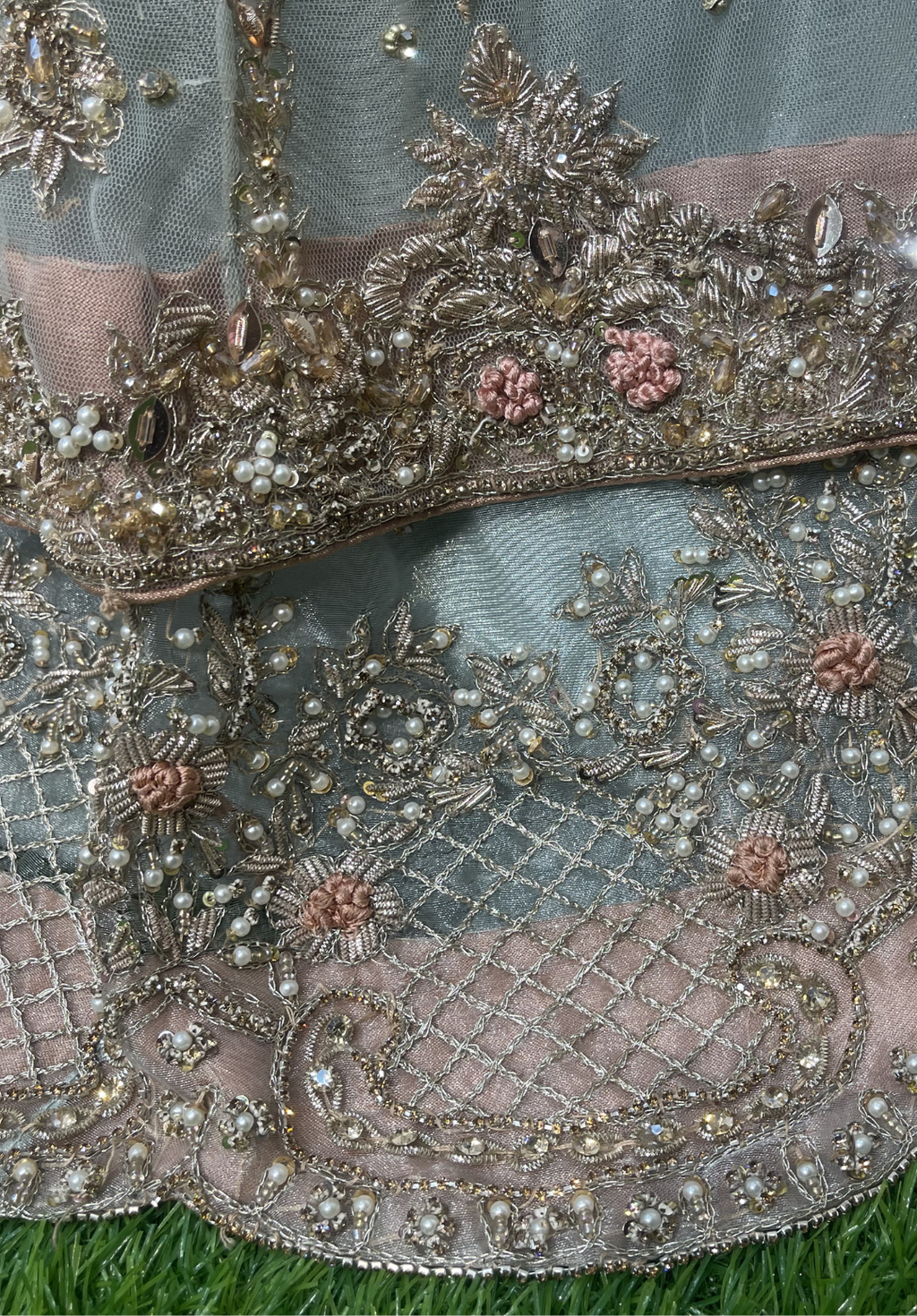 Amna Collection SS057 – Net Bridal Walima with Crystal & Raisham Work
