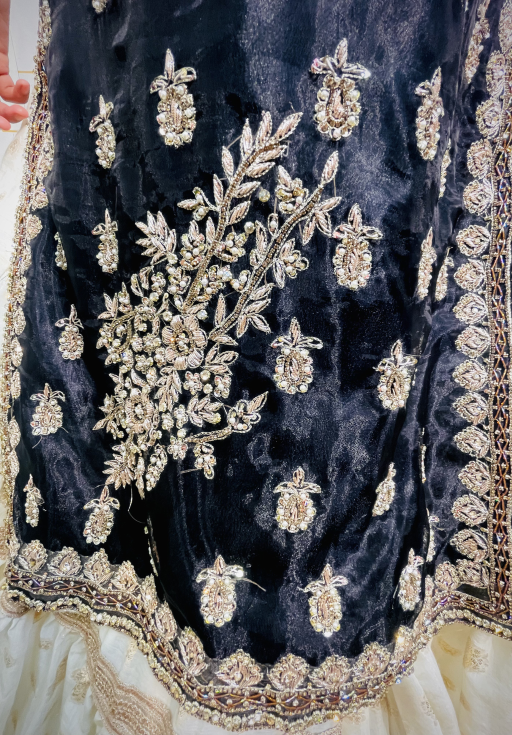 Amna Collection HS016 – Organza Party Wear Formal with Crystal & Raisham Work