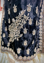 Amna Collection HS016 – Organza Party Wear Formal with Crystal & Raisham Work