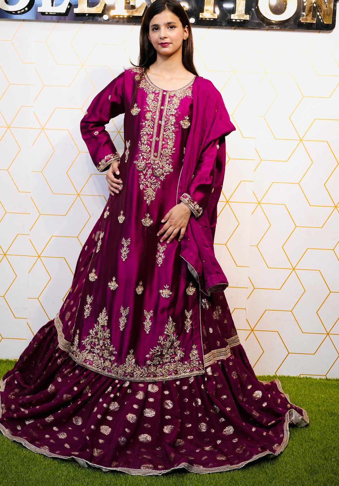 Amna Collection DR010 – Silk Bridal Formal with Pure Silk Dupatta & Crystal Work