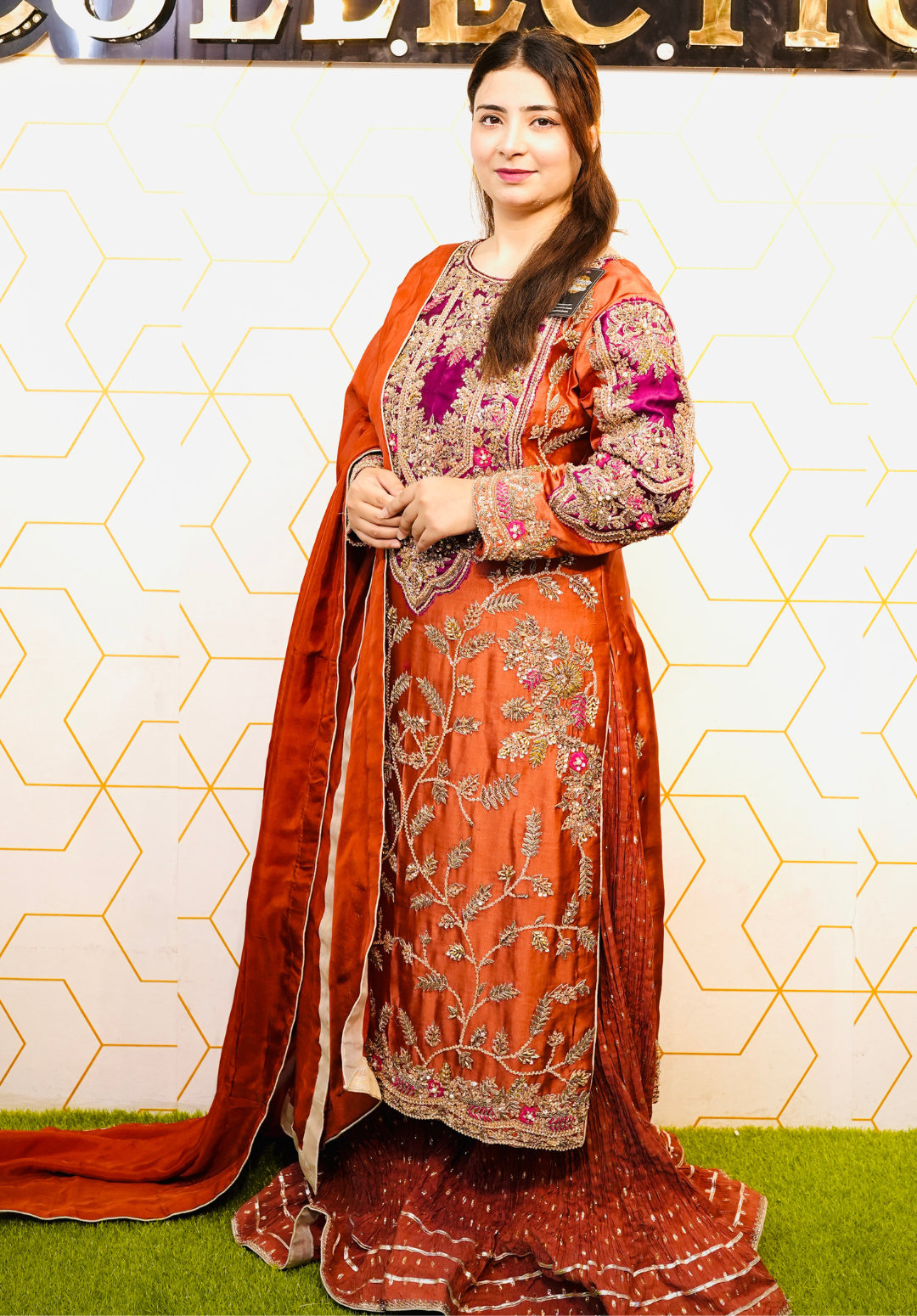 Amna Collection DA007 – Embroidered Bridal Formal with Crystal & Kora Dab Work