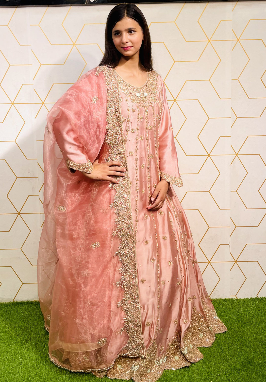 Amna Collection CC056 – Silk Bridal Walima with Crystal & Raisham Work