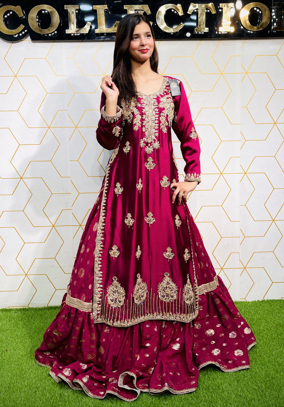 Amna Collection We021 – Sheesha Silk Bridal Formal with Crystal & Raisham Work