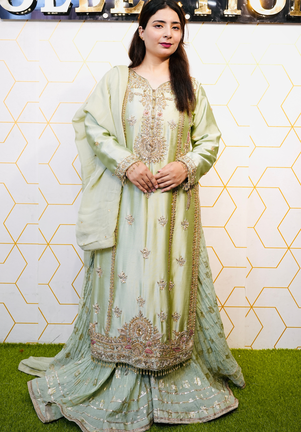 Amna Collection Er010 – Embroidered Bridal Formal with Crystal & Kora Dab Work