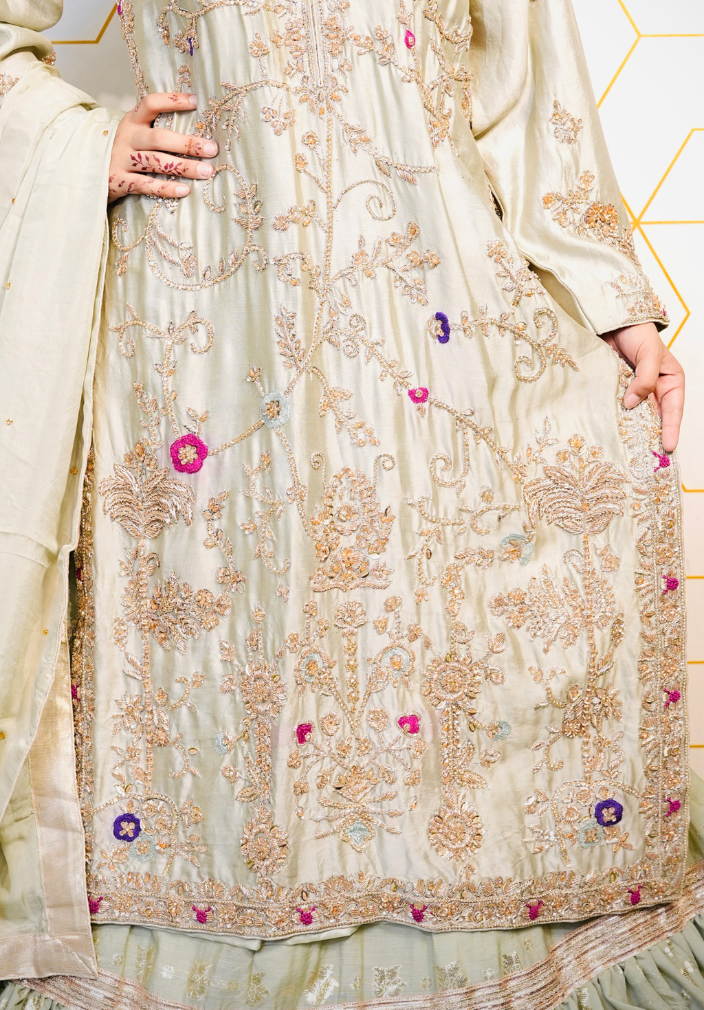 Amna Collection MoR004 – Silk Bridal Formal with Pure Silk Dupatta & Crystal Work