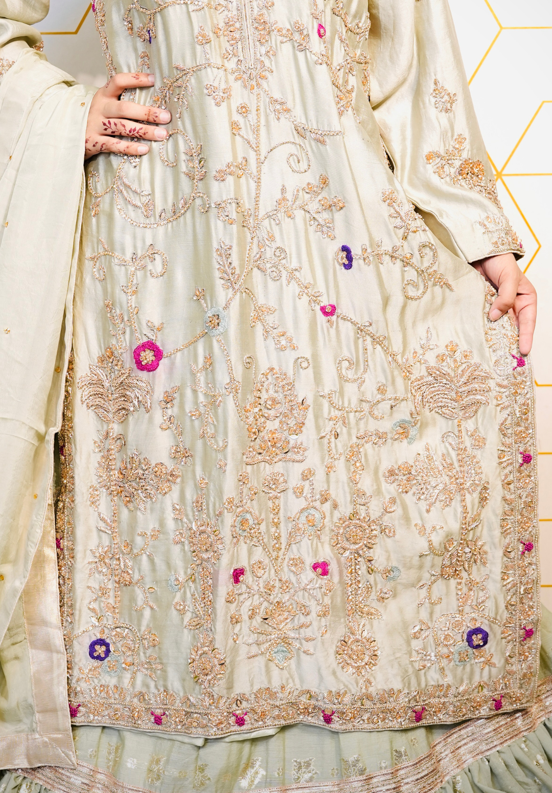 Amna Collection MoR004 – Silk Bridal Formal with Pure Silk Dupatta & Crystal Work