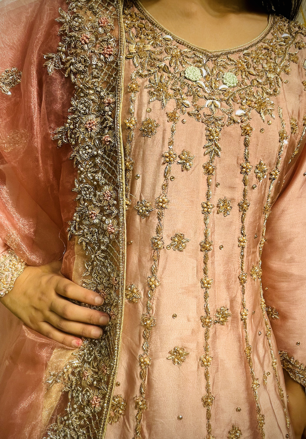 Amna Collection CC056 – Silk Bridal Walima with Crystal & Raisham Work