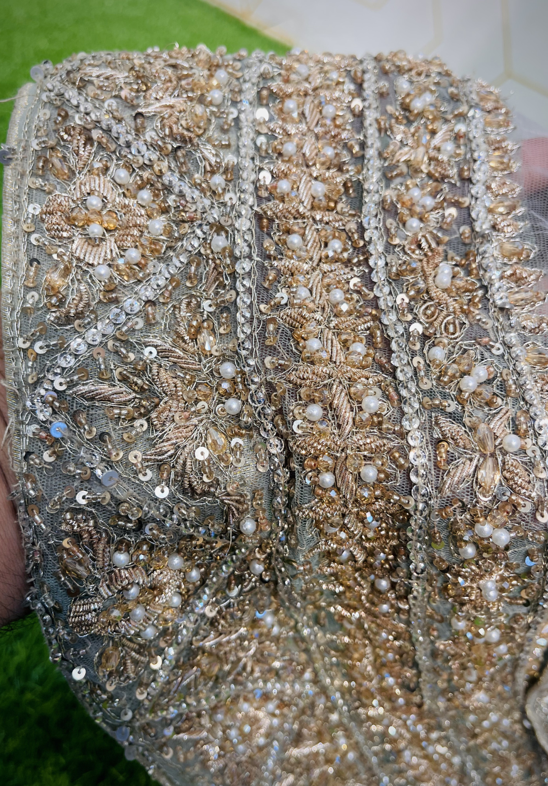 Amna Collection VEO54 – Net Bridal Walima with Crystal & Raisham Work