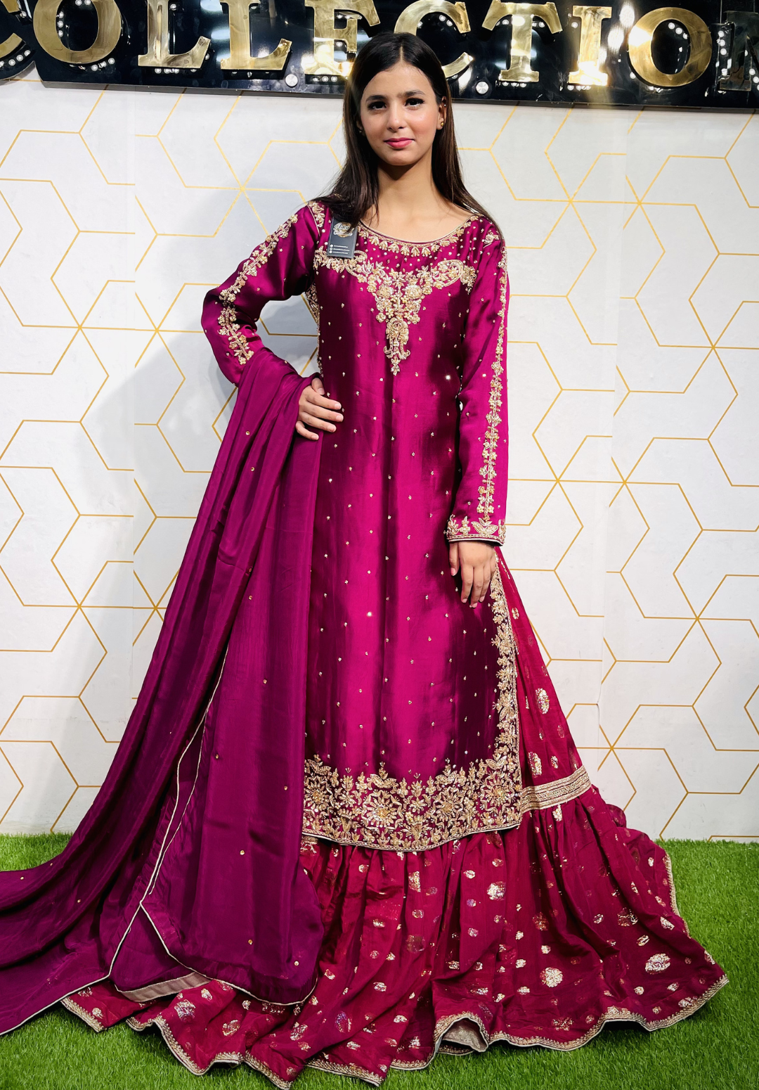 Amna Collection Mn002 – Sheesha Silk Bridal Formal with Crystal & Raisham Work