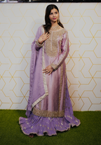 Amna Collection Ab001 – Embroidered Party Wear Formal with Crystal & Raisham Work