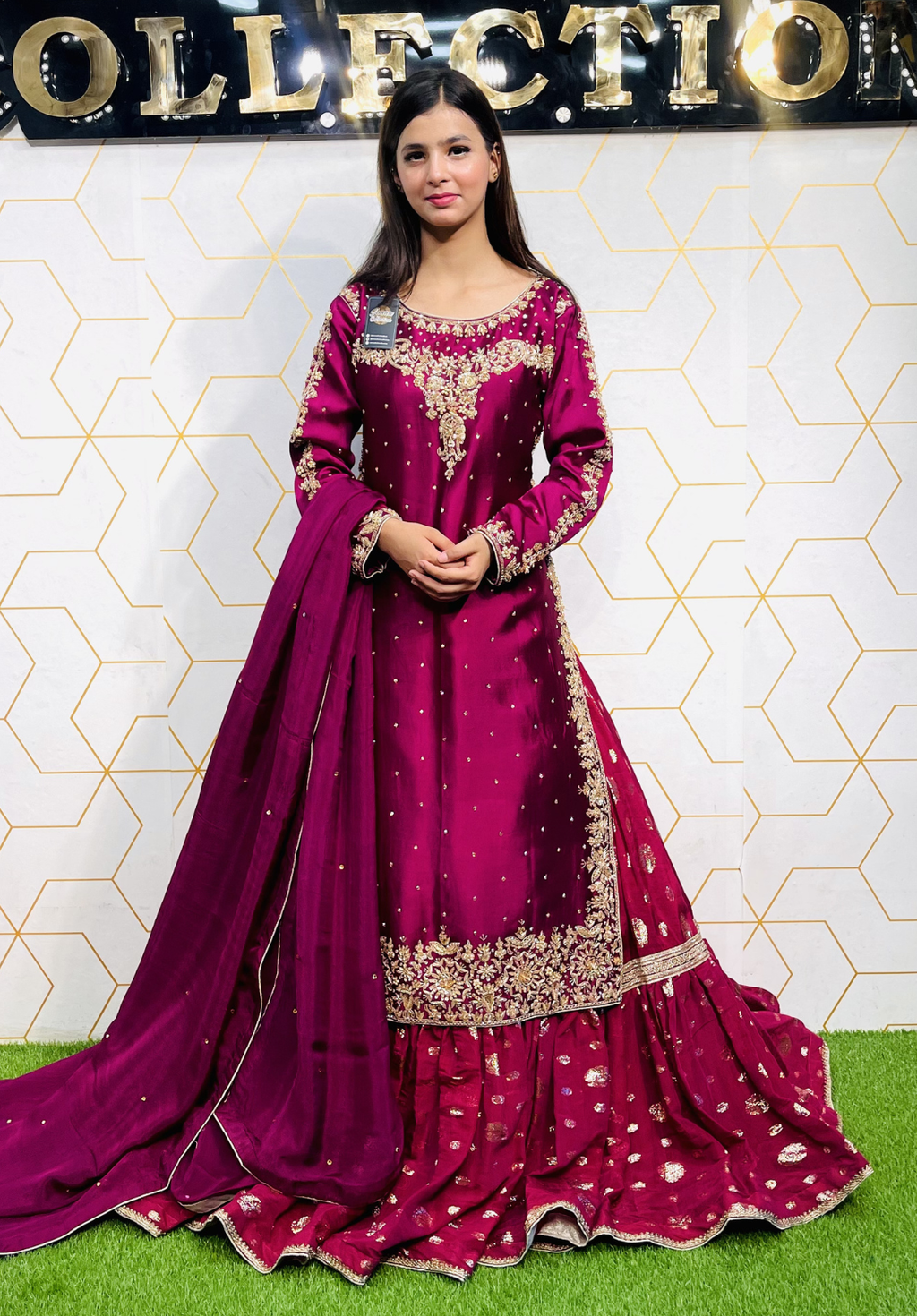 Amna Collection Mn002 – Sheesha Silk Bridal Formal with Crystal & Raisham Work