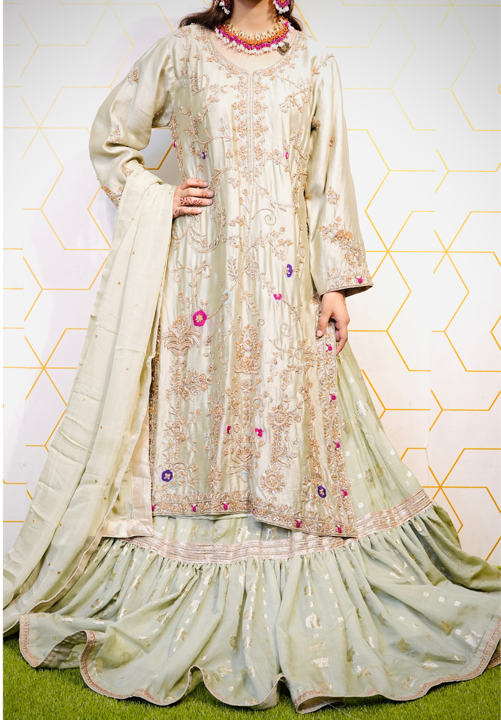 Amna Collection MoR004 – Silk Bridal Formal with Pure Silk Dupatta & Crystal Work
