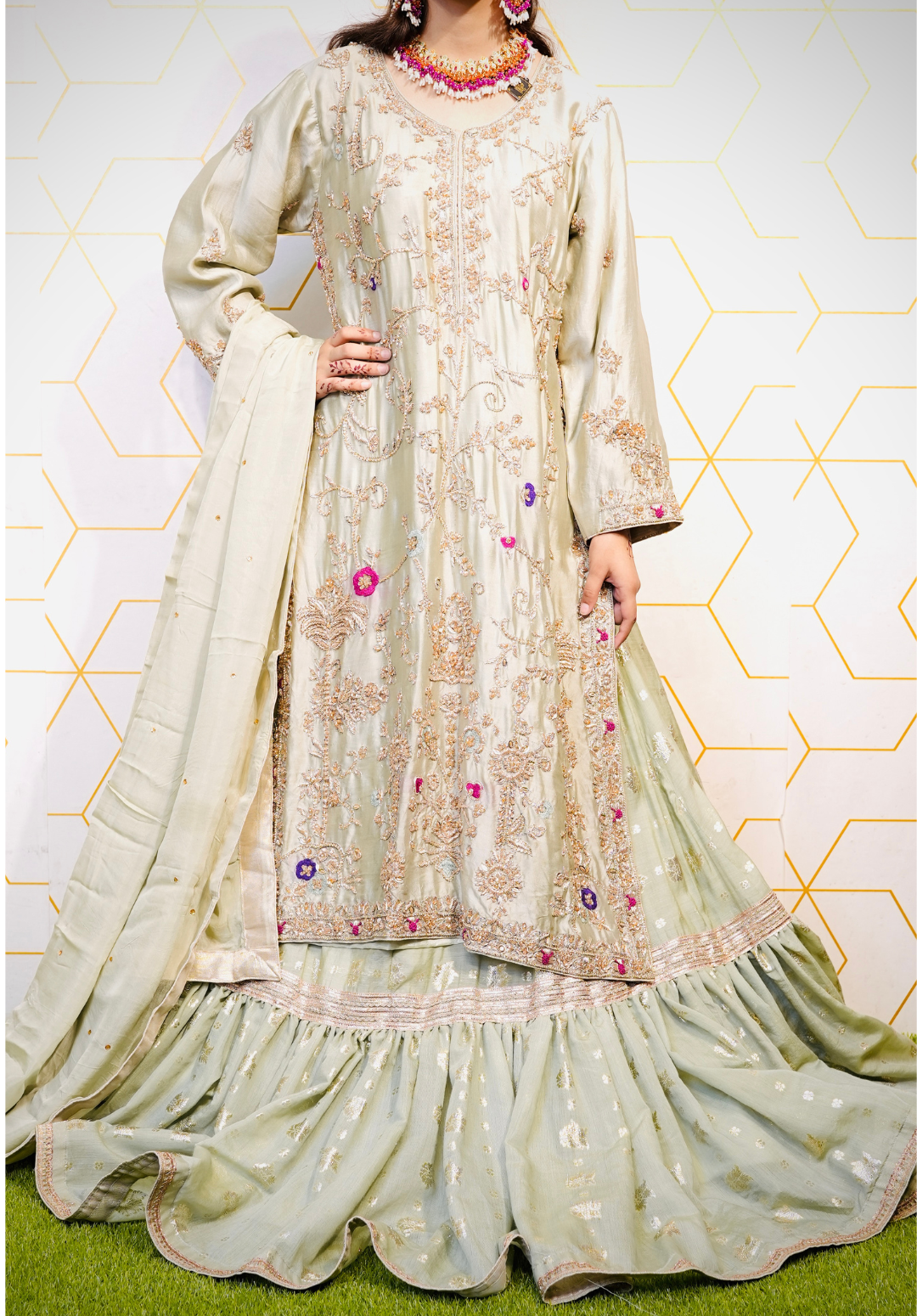 Amna Collection MoR004 – Silk Bridal Formal with Pure Silk Dupatta & Crystal Work