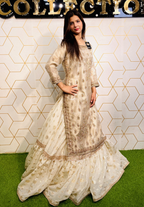 Amna Collection HS016 – Organza Party Wear Formal with Crystal & Raisham Work