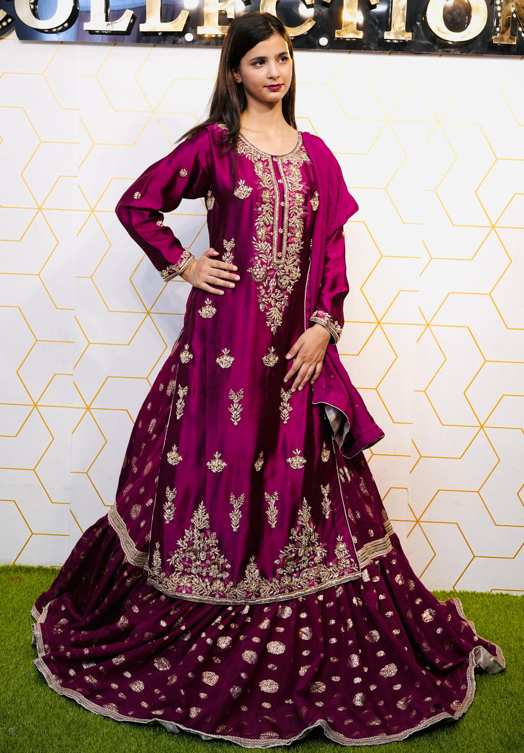Amna Collection DR010 – Silk Bridal Formal with Pure Silk Dupatta & Crystal Work