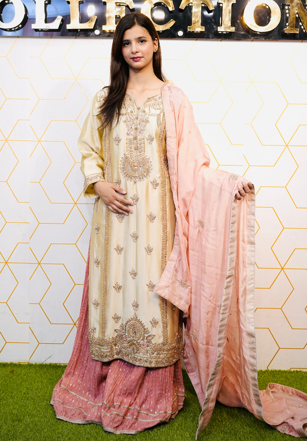 Amna Collection Er010 – Embroidered Bridal Formal with Crystal & Kora Dab Work