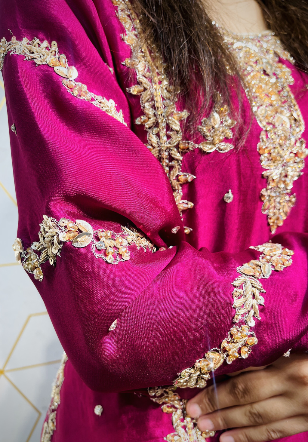 Amna Collection We021 – Sheesha Silk Bridal Formal with Crystal & Raisham Work