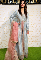 Amna Collection Re0041 – Silk & Organza Bridal Formal with Crystal & Raisham Work