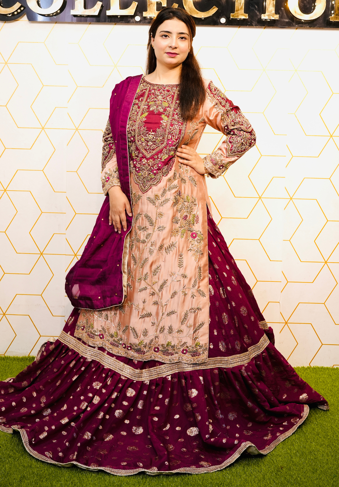Amna Collection DA007 – Embroidered Bridal Formal with Crystal & Kora Dab Work