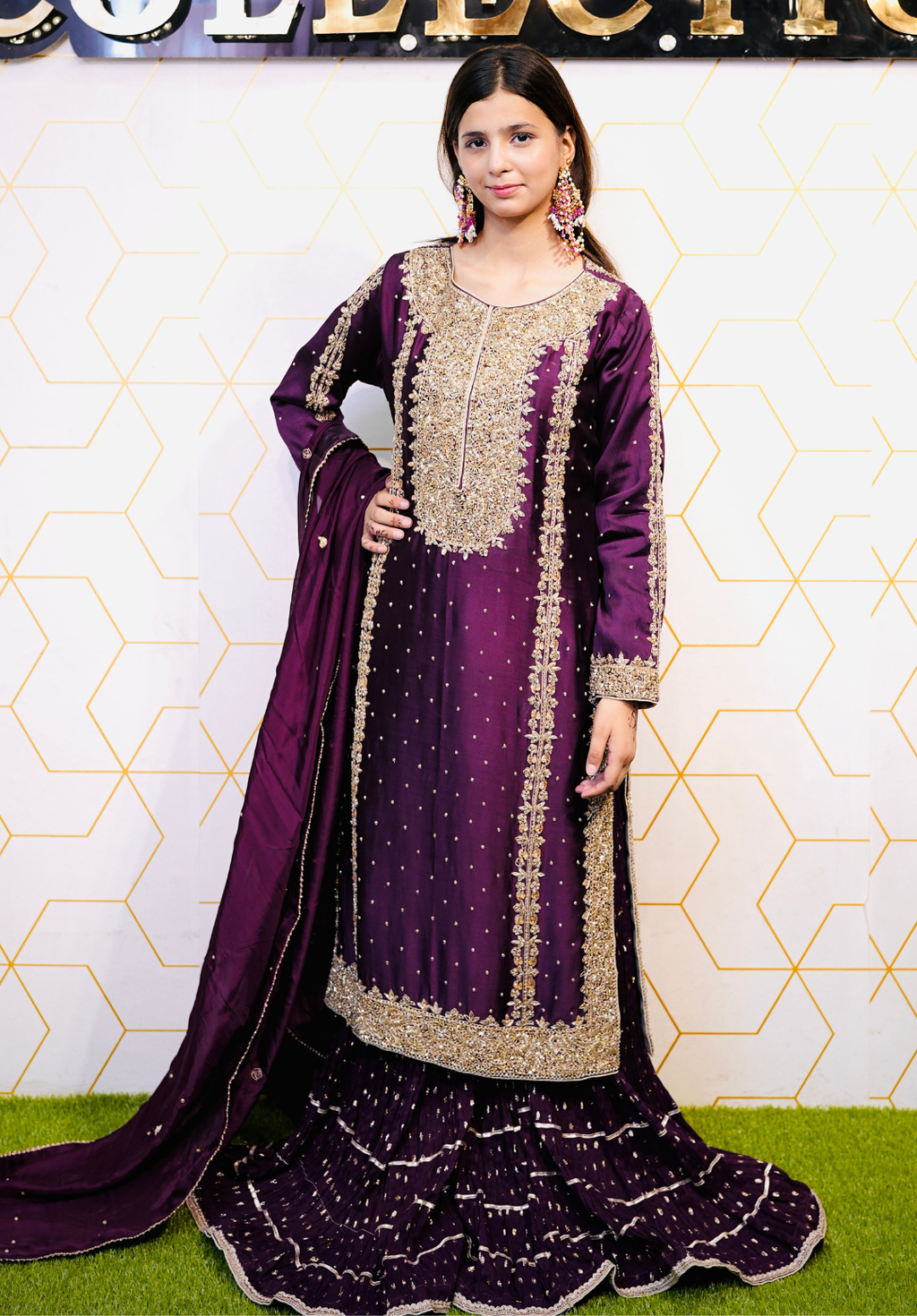 Amna Collection Se001 – Sheesha Silk Bridal Formal with Crystal & Raisham Work