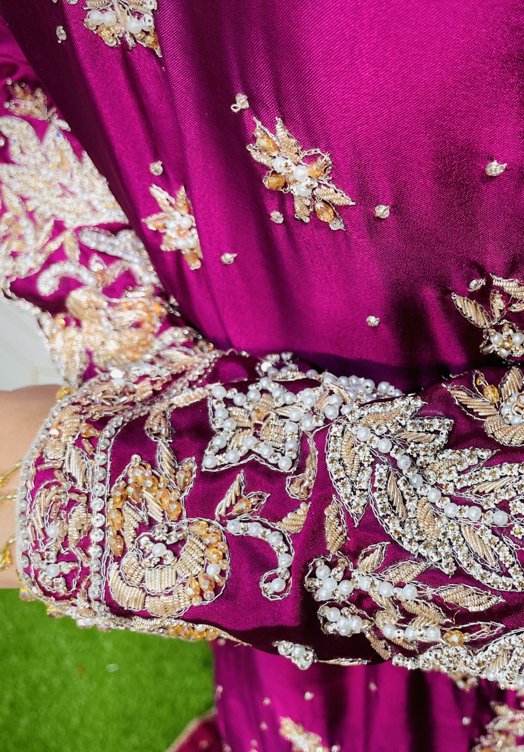 Amna Collection Ze006 – Sheesha Silk Bridal Formal with Crystal & Raisham Work