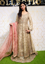 Amna Collection DE052 – Organza Bridal Walima with Crystal & Raisham Work