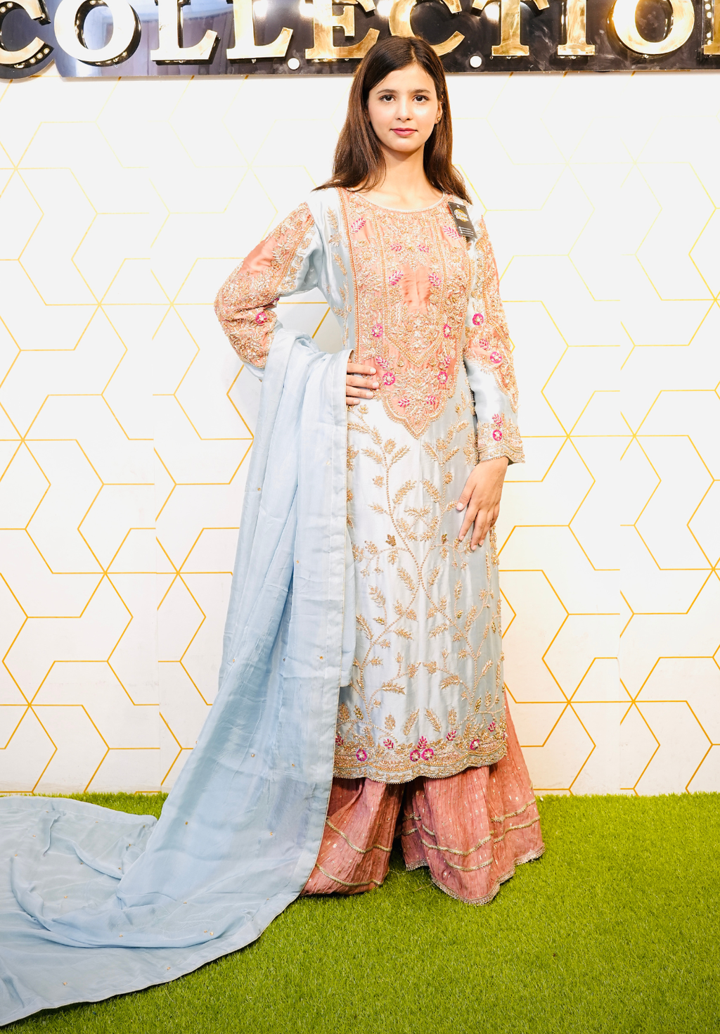 Amna Collection DA007 – Embroidered Bridal Formal with Crystal & Kora Dab Work