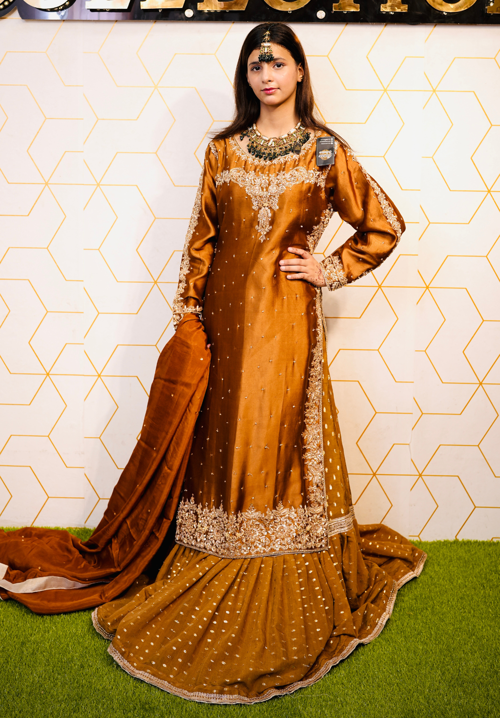Amna Collection Mn002 – Sheesha Silk Bridal Formal with Crystal & Raisham Work