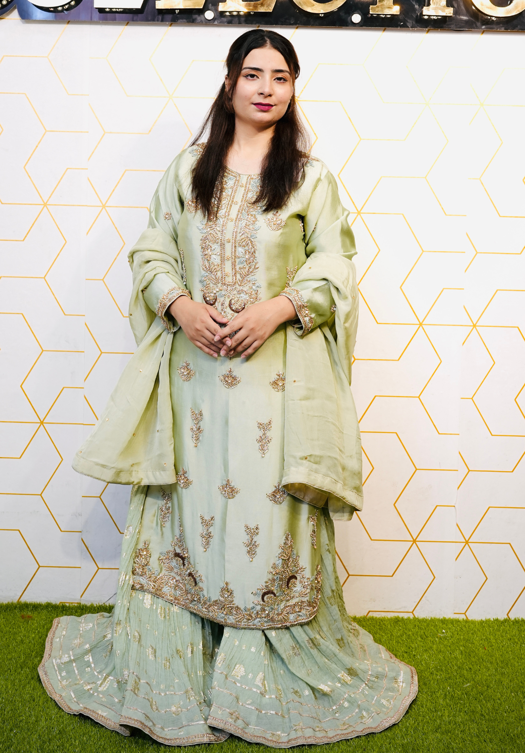 Amna Collection DR010 – Silk Bridal Formal with Pure Silk Dupatta & Crystal Work