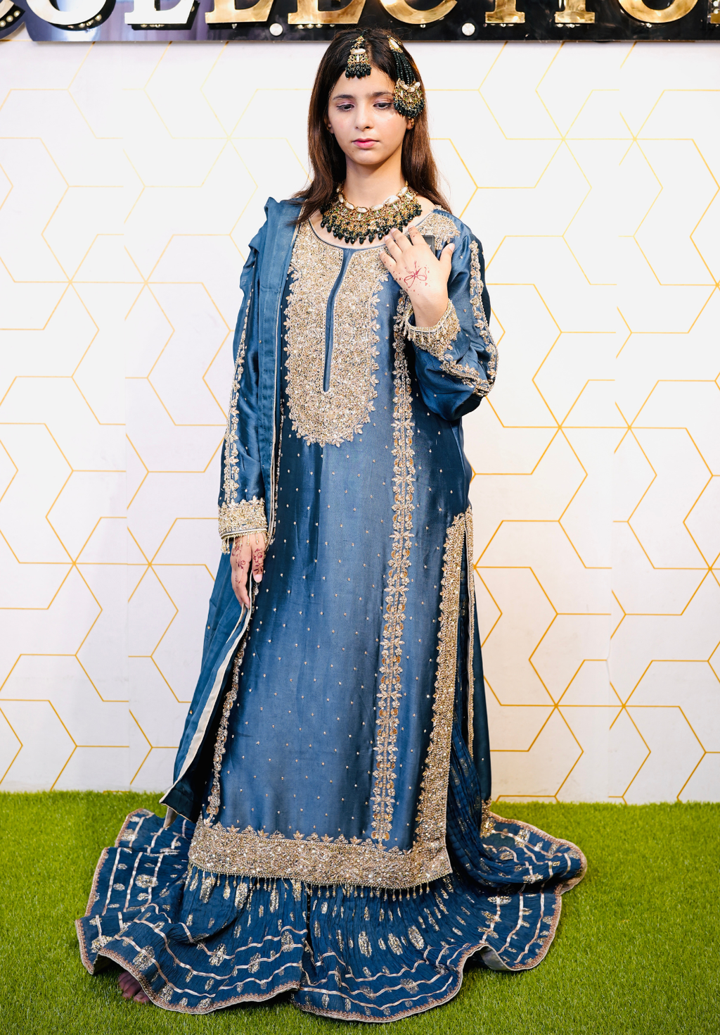 Amna Collection Se001 – Sheesha Silk Bridal Formal with Crystal & Raisham Work