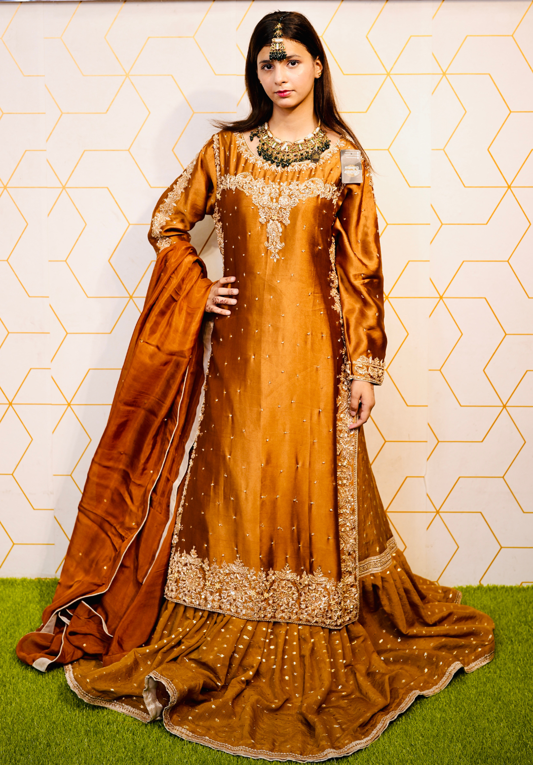 Amna Collection Mn002 – Sheesha Silk Bridal Formal with Crystal & Raisham Work