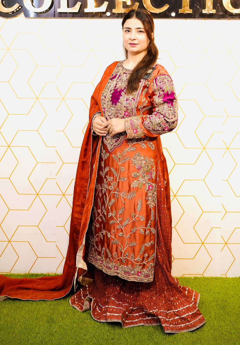 Amna Collection DA007 – Embroidered Bridal Formal with Crystal & Kora Dab Work