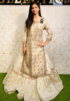 Amna Collection HS016 – Organza Party Wear Formal with Crystal & Raisham Work